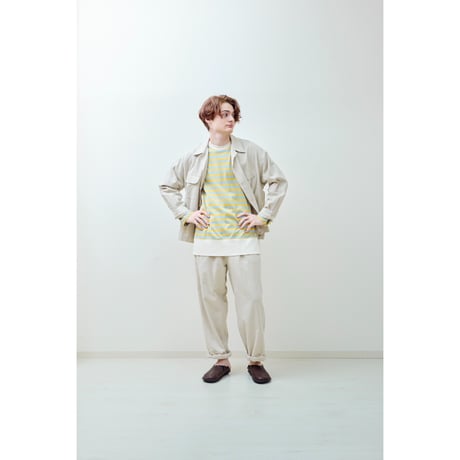 H.UNIT  Border jersey stitch long sleeves　Mustard × Blue