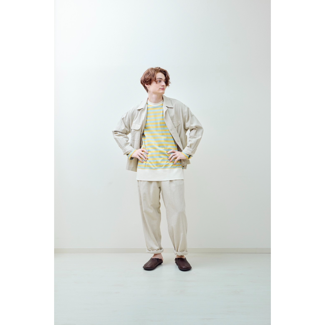 H.UNIT Border jersey stitch long sleeves Musta