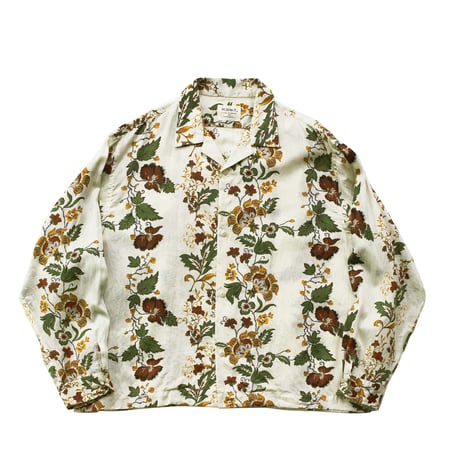 H.UNIT  Flower print open collar long sleeves shirt