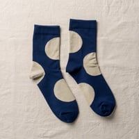 yahae sui | Organic Cotton Asymmetry Dot Socks  Navy