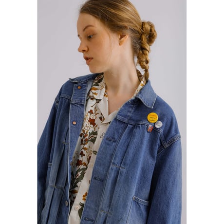 H.UNIT  Flower print open collar long sleeves shirt