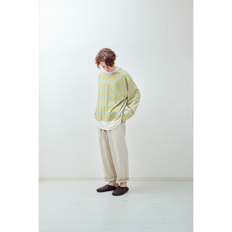 H.UNIT  Border jersey stitch long sleeves　Mustard × Blue