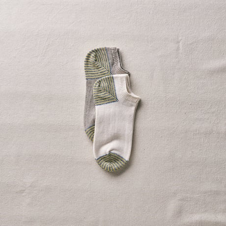 yahae kan |  Organic Cotton Linen Striped Sneaker Socks 2Pair　Yellow