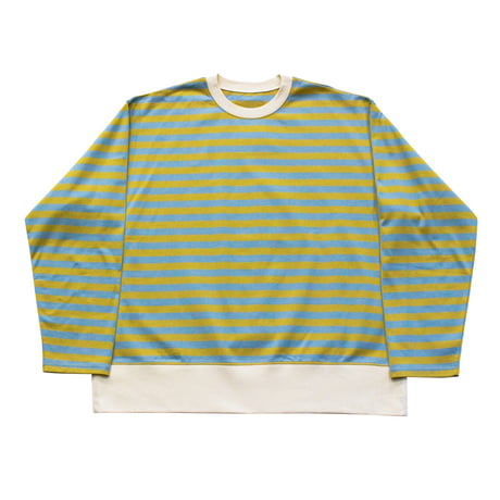 H.UNIT  Border jersey stitch long sleeves　Mustard × Blue