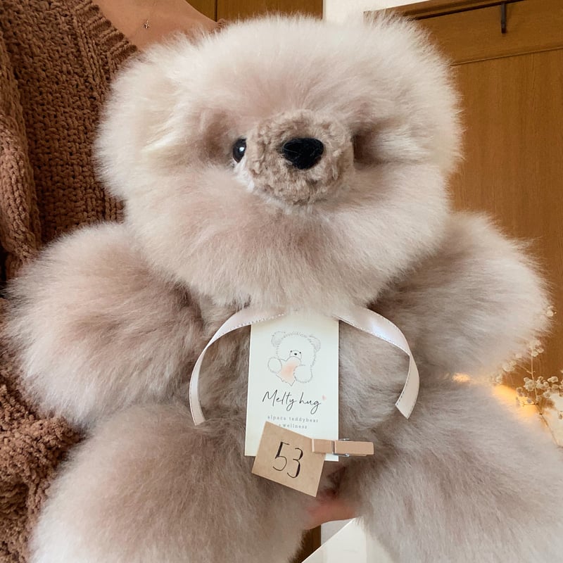 ふわふわアルパカテディベア(ペルー直輸入)ライトベージュ ふわふわアルパカテディベア(ペルー直輸入)ライトベージュ アルパカ