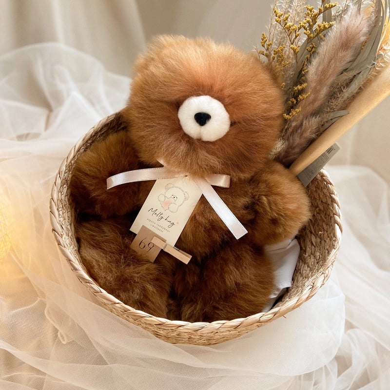 ハンドメイド テディベア ディストレスアルパカ ブラウン色 手作り ハンドメイド テディベア ディストレスアルパカ ブラウン色 手作り