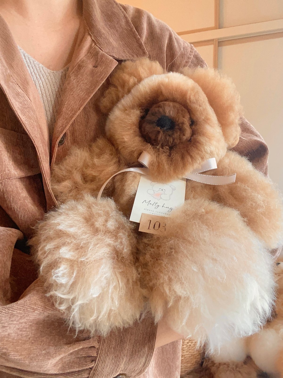 103 ］ ダークモカ ミックスカラー / アルパカテディベア / 送料無料
