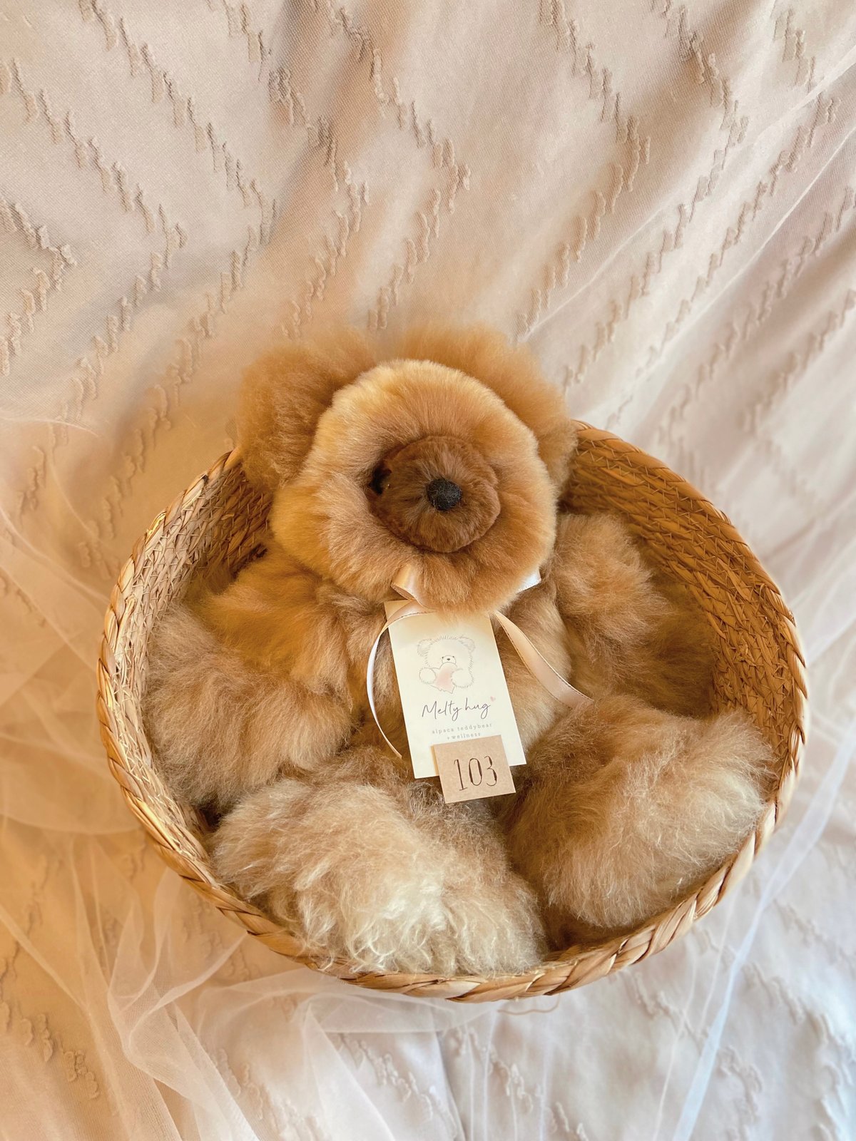 103 ］ ダークモカ ミックスカラー / アルパカテディベア / 送料無料