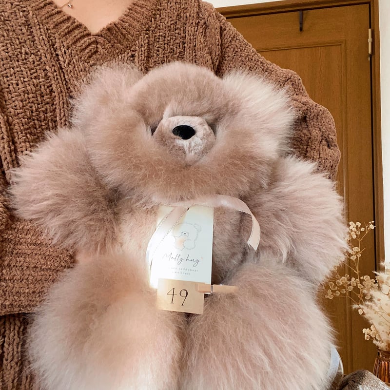 ハンドメイド テディベア ディストレスアルパカ ブラウン色 手作り