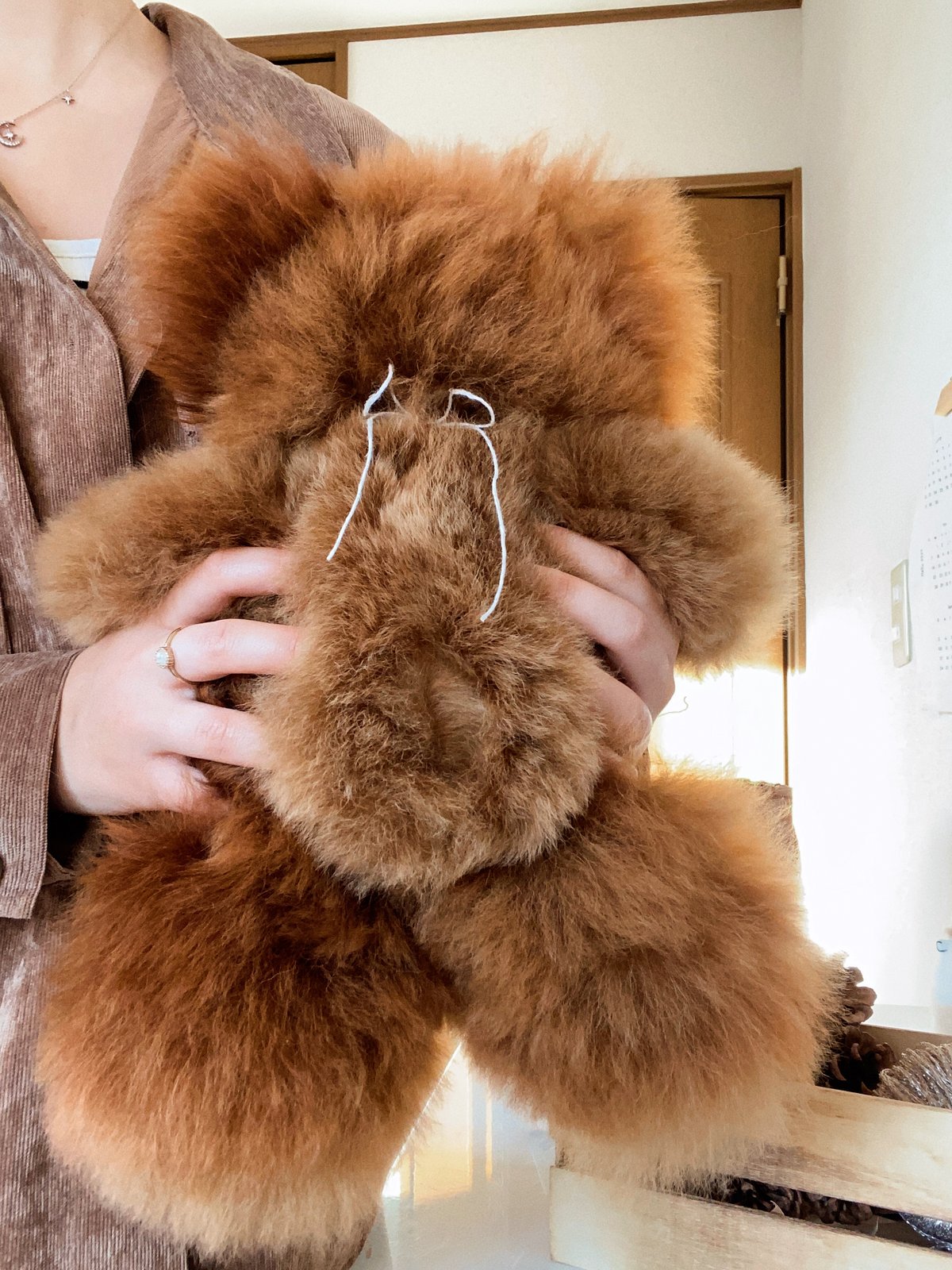ハンドメイド テディベア ディストレスアルパカ ブラウン色 手作り ハンドメイド テディベア ディストレスアルパカ ブラウン色