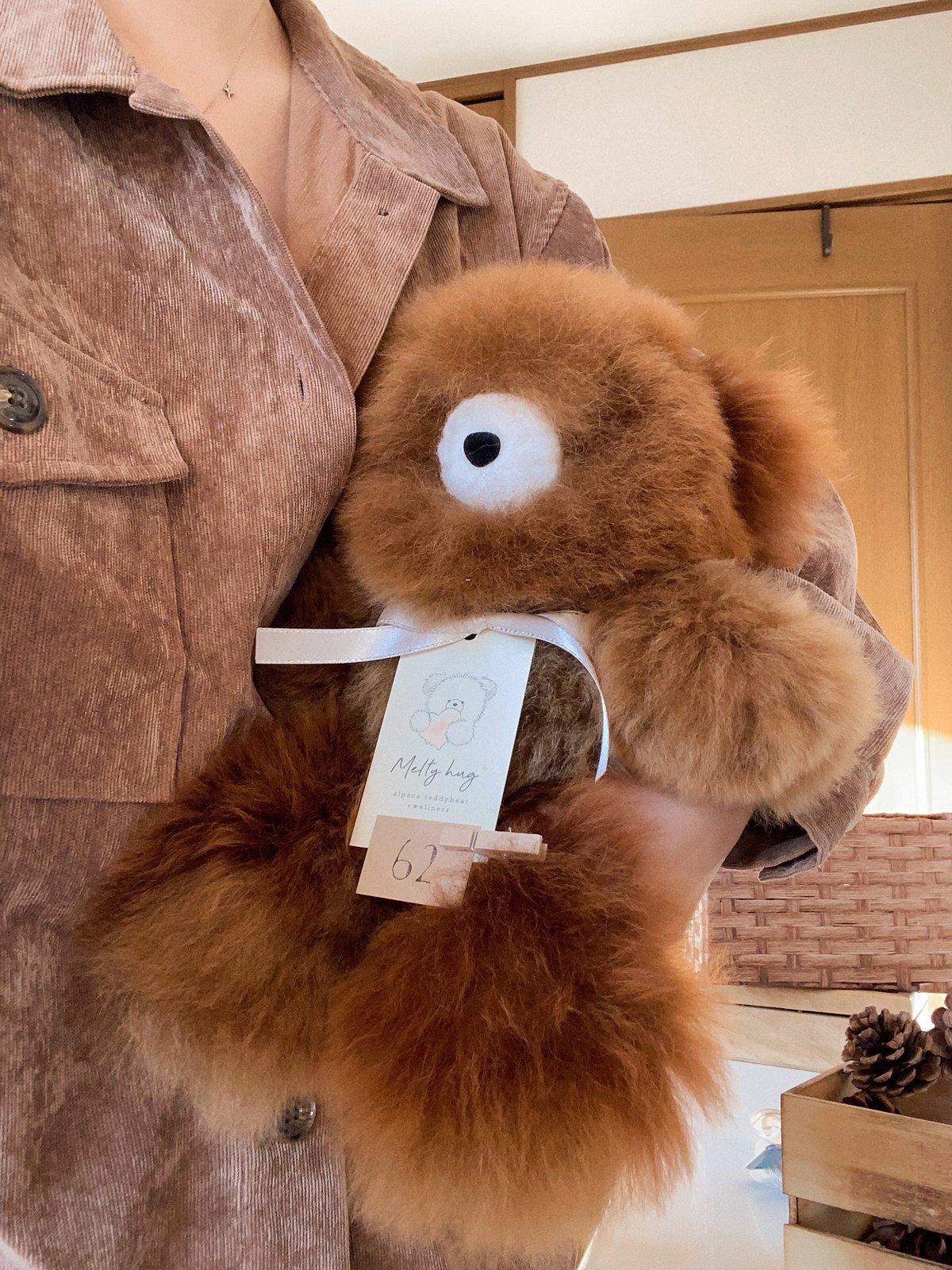 ハンドメイド テディベア ディストレスアルパカ ブラウン色 手作り