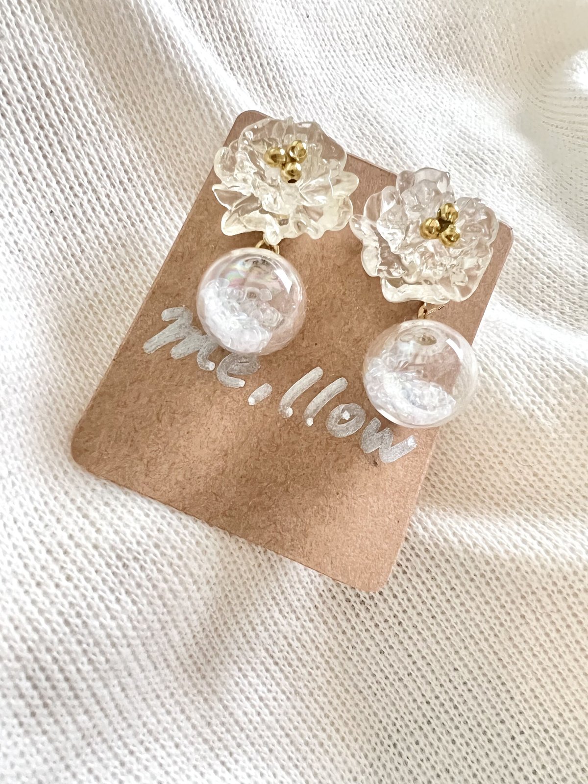 *お花と淡路玉のピアス*【No.258】 あわじ玉ピアス かるーいピアス 金沢水引アクセサリー : おなまえ