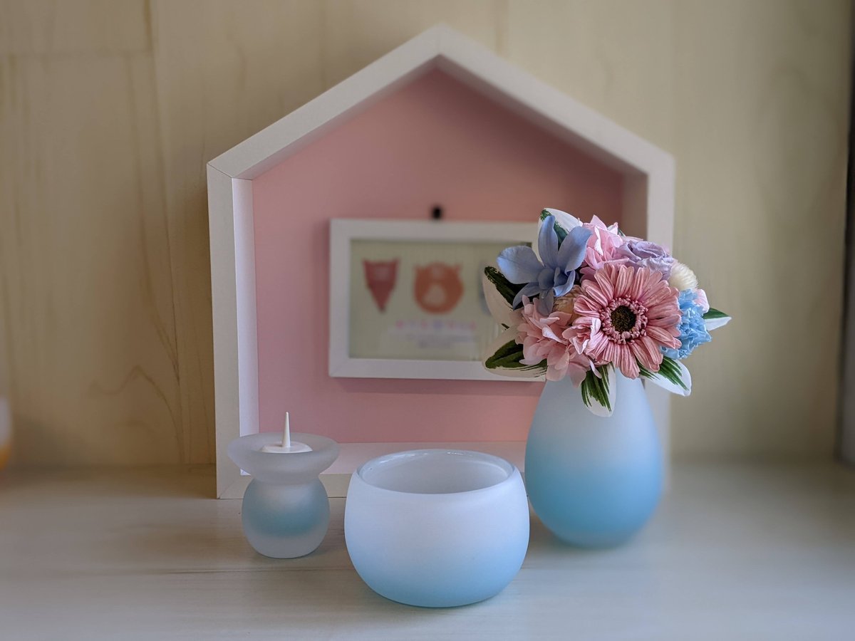 おしゃれなガラス仏具セット SEKIKAブルー＆ホワイト | おしゃれ聖具