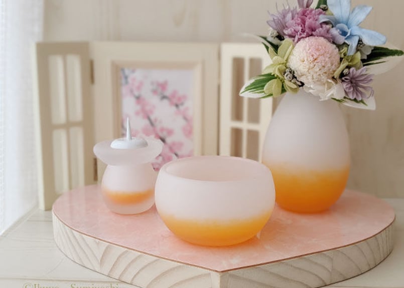 おしゃれな仏具セット SEKIKAオレンジ＆ホワイト | おしゃれ聖具 天使