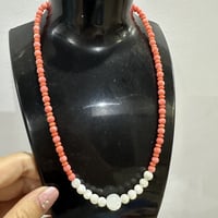 1粒ケオンビーズ・ネックレス✨珊瑚＆マザーオブパール