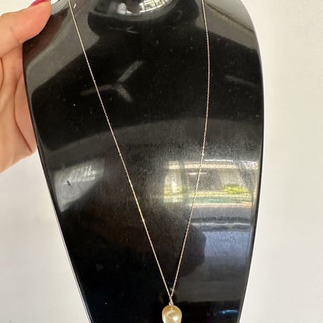 一粒パールの10Kゴールドネックレス
