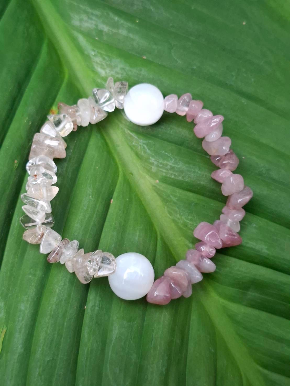 ケオン×ラベンダーローズクォーツ×ルチルクォーツ✨ブレスレット
