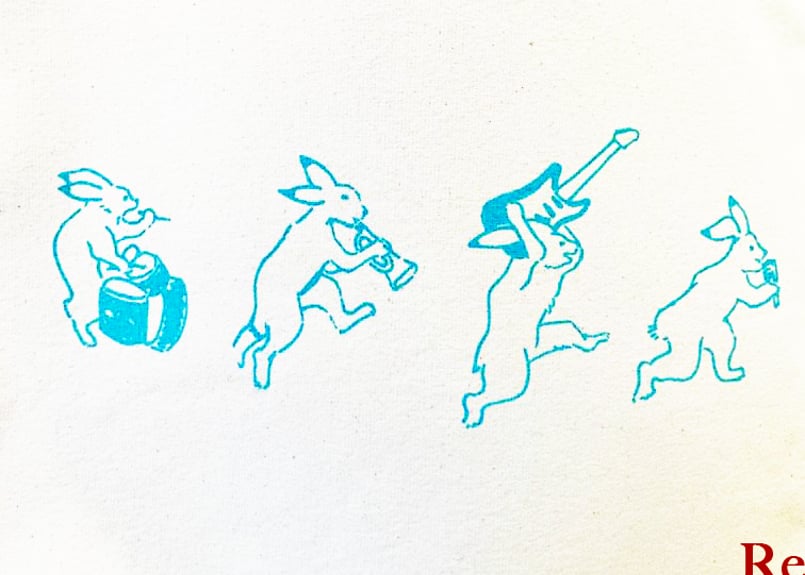 鳥獣戯画バンドうさぎ トートバッグ | Re STORE