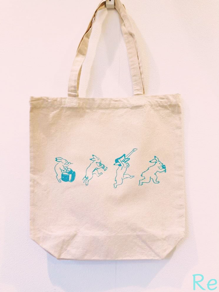 鳥獣戯画バンドうさぎ トートバッグ | Re STORE