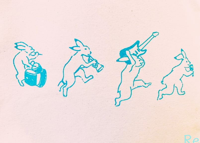 鳥獣戯画バンドうさぎ トートバッグ | Re STORE