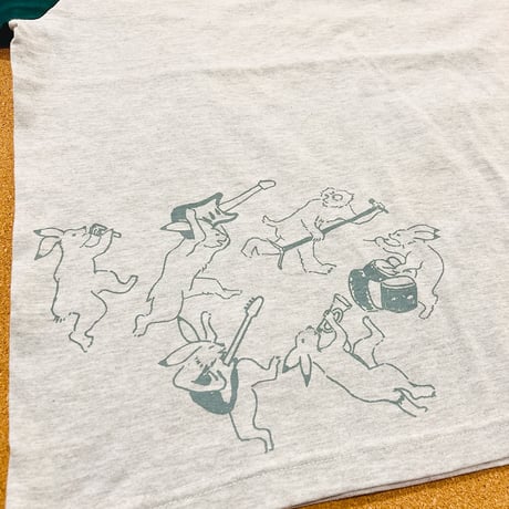 鳥獣戯画バンド　ラグランTシャツ