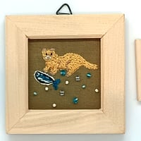 ネコとごちそう　刺繍フレーム