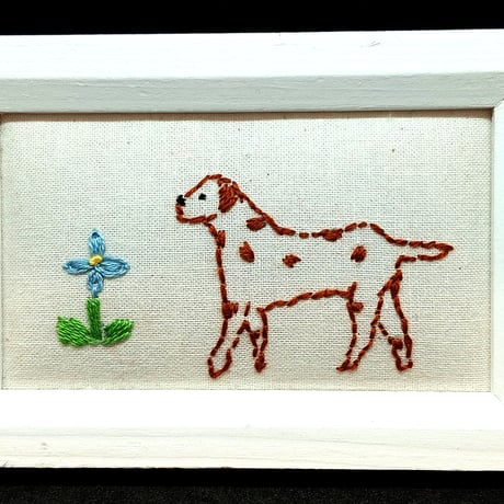 ダルメシアンと花　刺繍フレーム