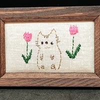 にゃんことチューリップ　刺繍フレーム