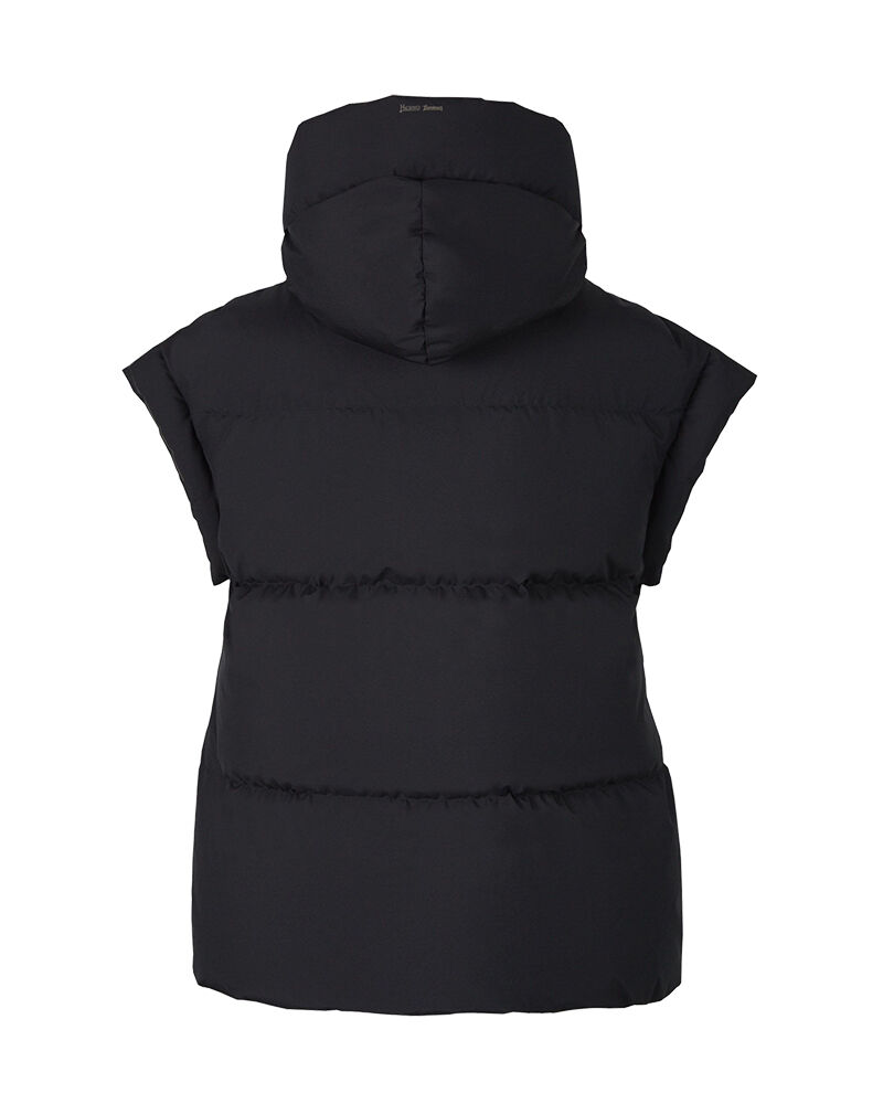 未使用級 HERNO 46 リバーシブル フレンチスリーブ ケープ ダウンベスト HERNO 】 COUTURE LAMINAR フレンチスリーブジレ（ブラック）46サイズ