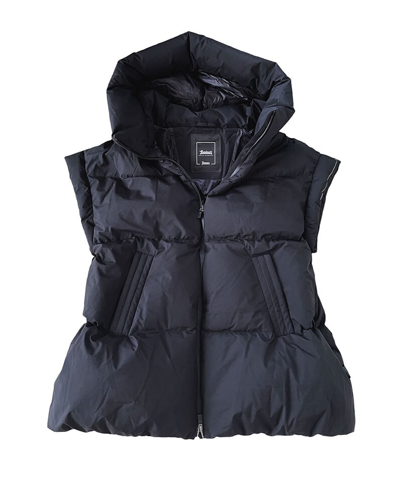 HERNO 】 COUTURE LAMINAR フレンチスリーブジレ(ブラック)46 HERNO 】 COUTURE LAMINAR フレンチスリーブジレ(ブラック)46