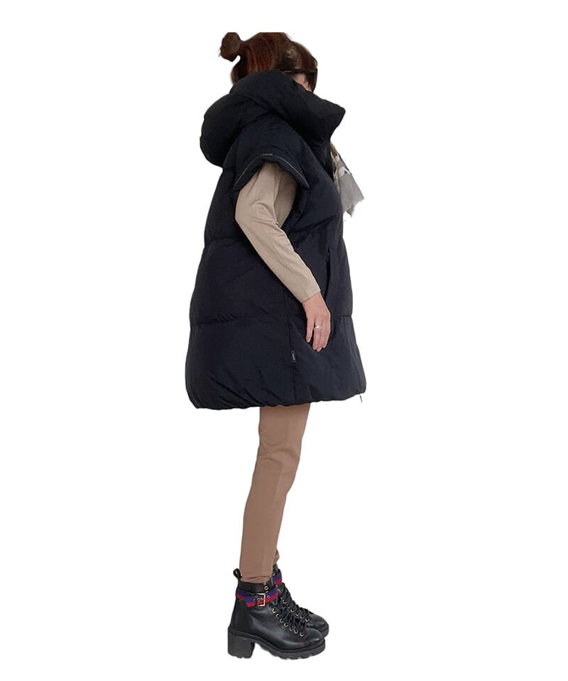 HERNO 】 COUTURE LAMINAR フレンチスリーブジレ（ブラック）46サイズ