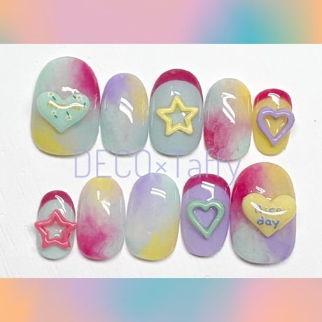 完成品ネイルチップ💖ポップマーブル　Nail-4