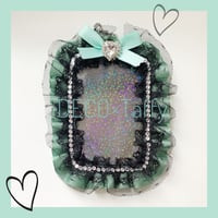 💖現品販売💖　デコトレカケース(サテン×チュール/GR×BK)
