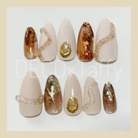 完成品ネイルチップ💖マットベージュ×べっこう　Nail-7