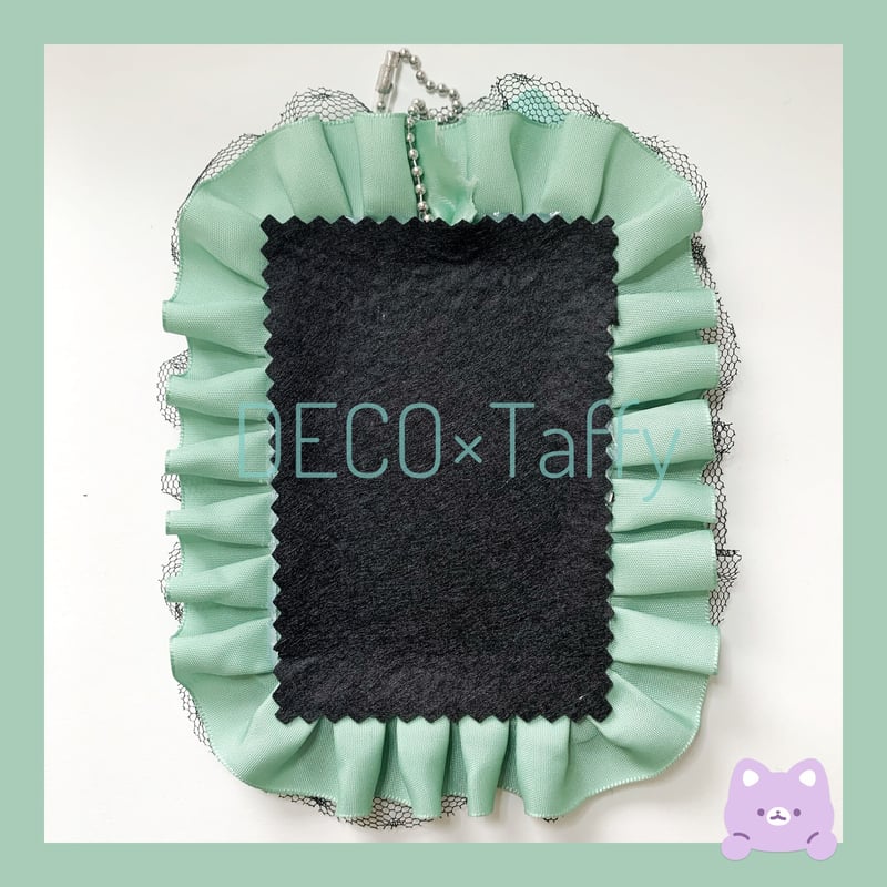 💖現品販売💖 デコトレカケース(サテン×チュール/GR×BK) | DECO