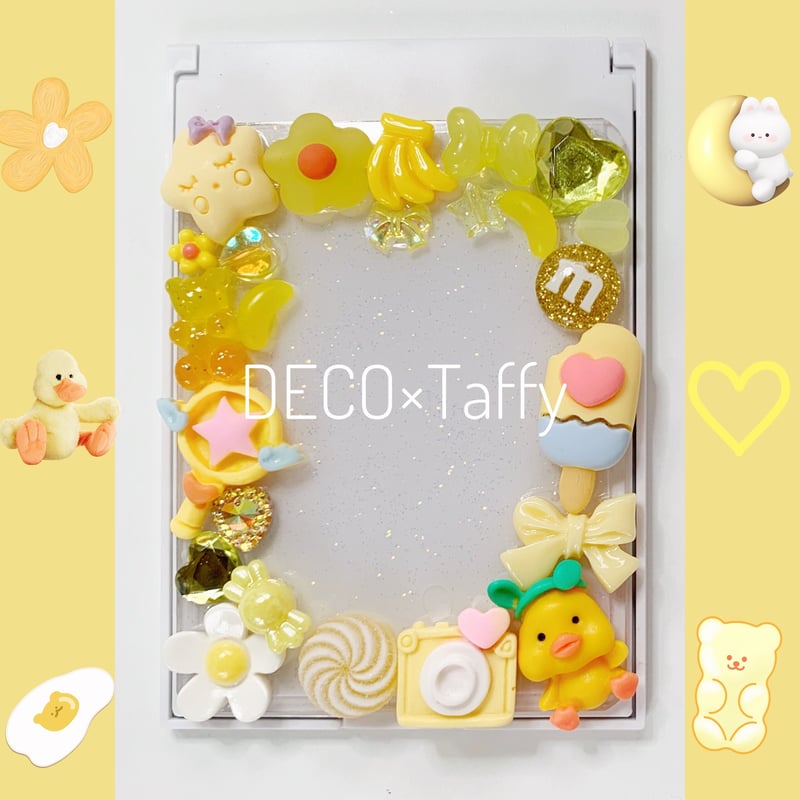 💖現品販売💖 B8デコトレカケース付き折りたたみミラー(イエロー