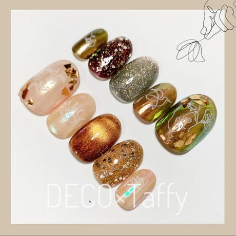 完成品ネイルチップ💖ラインアート×ミラー　Nail-10