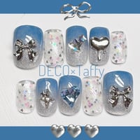 完成品チップ💖ブルーグラデ×フラッシュ　Nail-3