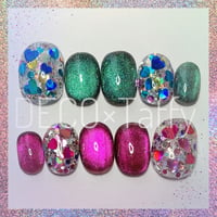 完成品ネイルチップ💖マグネット×ハートホログラム　Nail-8