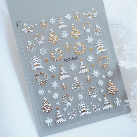 ゴールドクリスマスネイルシール