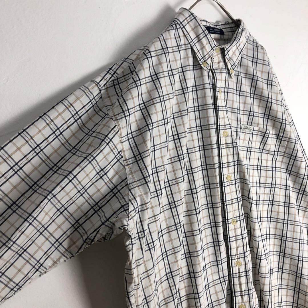 CHAPS チャップス ラルフローレン 長袖 コットン シャツ チェック 白 