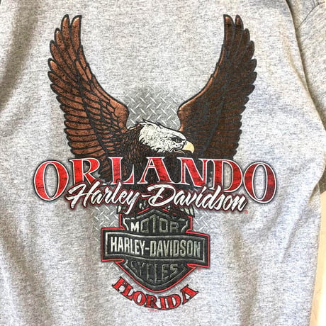 ハーレーダビッドソン　両面　プリント　ロゴ　半袖　Tシャツ　グレー
