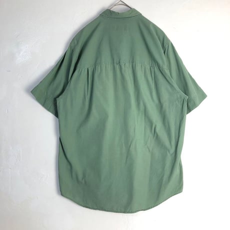 80's 90's エディーバウアー　半袖　シャツ　グリーン　コットン