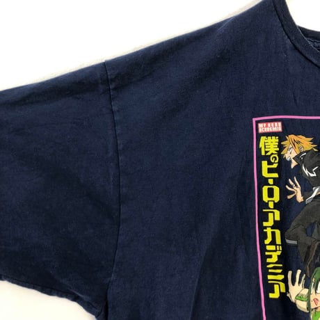 僕のヒーローアカデミア　ヒロアカ　ヴィンテージ　ビッグロゴ　半袖　紺