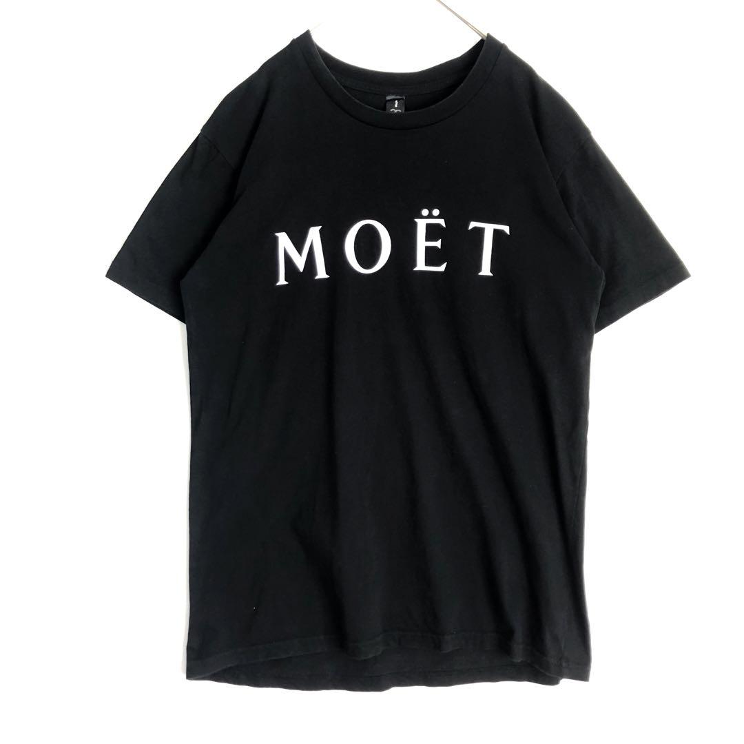 Moët モエ シャンパン 企業 ビッグプリント Tシャツ 半袖 黒 | PEACE TOWN
