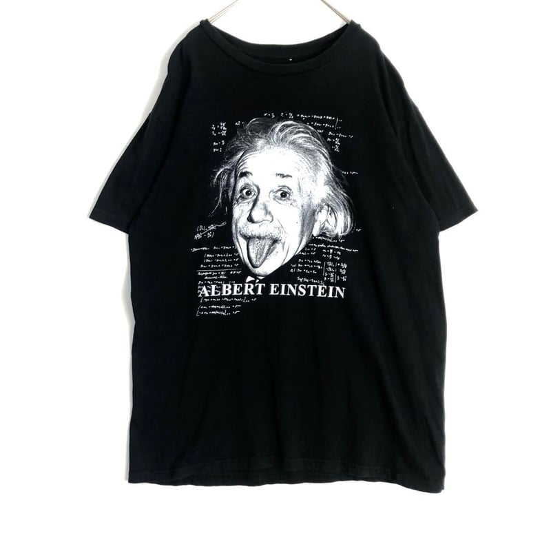 Einstein アインシュタイン ビッグプリント Tシャツ 半袖 黒 | PEACE TOWN
