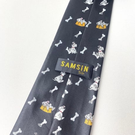SAMSIN 101匹わんちゃん　ディズニー　総柄　ネクタイ　黒