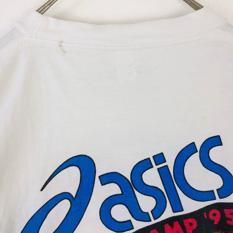 90s シングルステッチ アシックス バスケ ロゴ Tシャツ 白 | PEACE TOWN