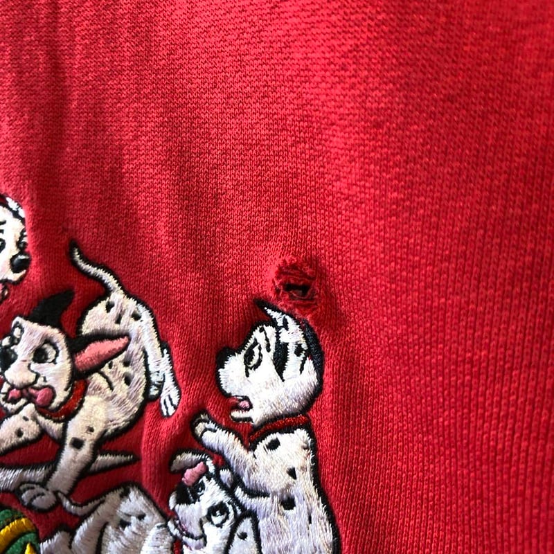 ディズニー スウェット トレーナー 101匹ワンちゃん 刺繍 ロゴ 赤
