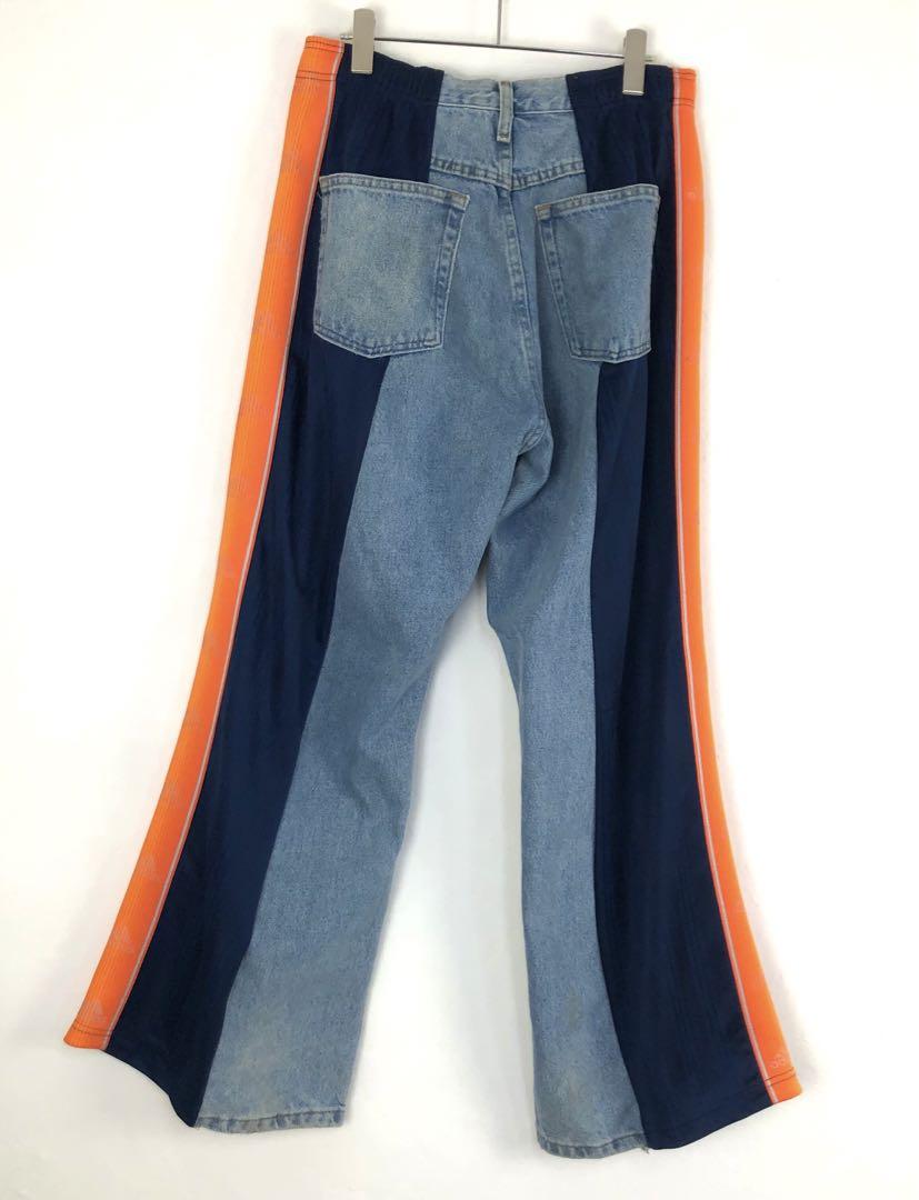 リメイクデニム ジャージパンツ 4ジップ Nike パープル 再構築 リメイクデニム ジャージパンツ 4ジップ Nike パープル 再構築